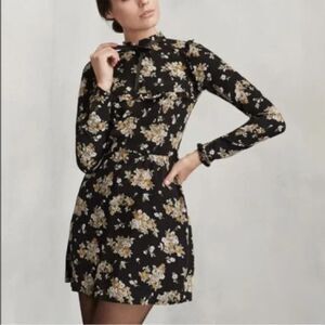 REFORMATION Black Myles Long Sleeve Honeysuckle Floral Dress Women's Size 2
